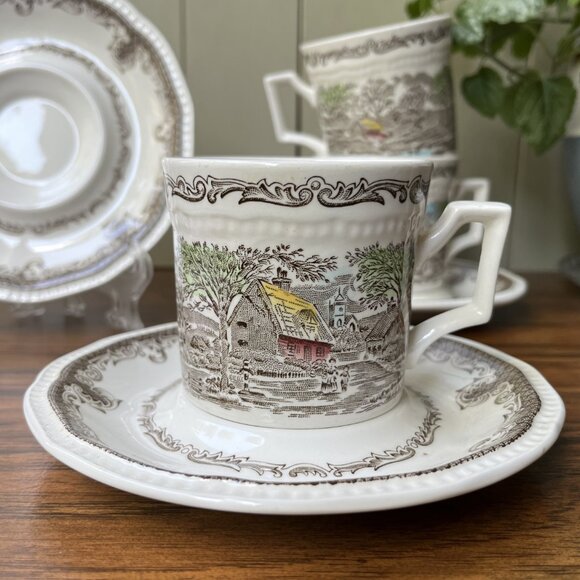 Shakespeare's Sonets Kensington Anne Hathaway 4 Ironstone Pair Cups & Saucers - Picture 3 of 16